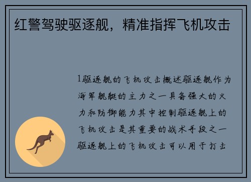 红警驾驶驱逐舰，精准指挥飞机攻击